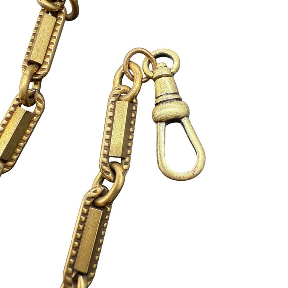 Vintage Pocket Watch Bar Link Baht Chain Gold Tone Classic Everyday Chic Retro - Picture 3 of 5